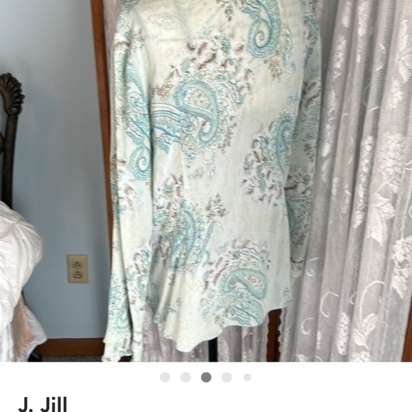 J. Jill Light Green Paisley Button-Up Blouse - Picture 2 of 4